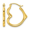 10K Hollow Heart Shape Hollow Hoop Earrings