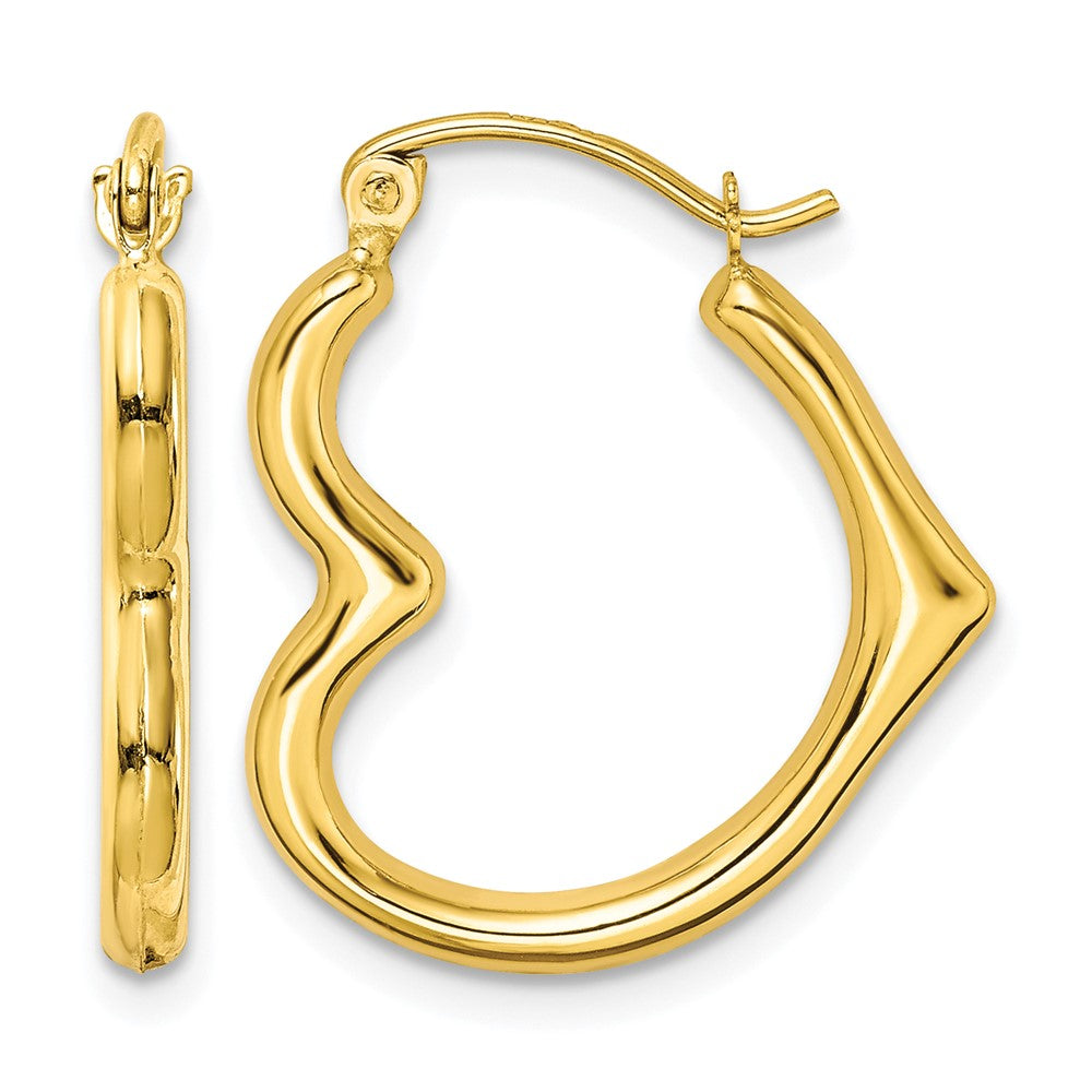10K Hollow Heart Shape Hollow Hoop Earrings