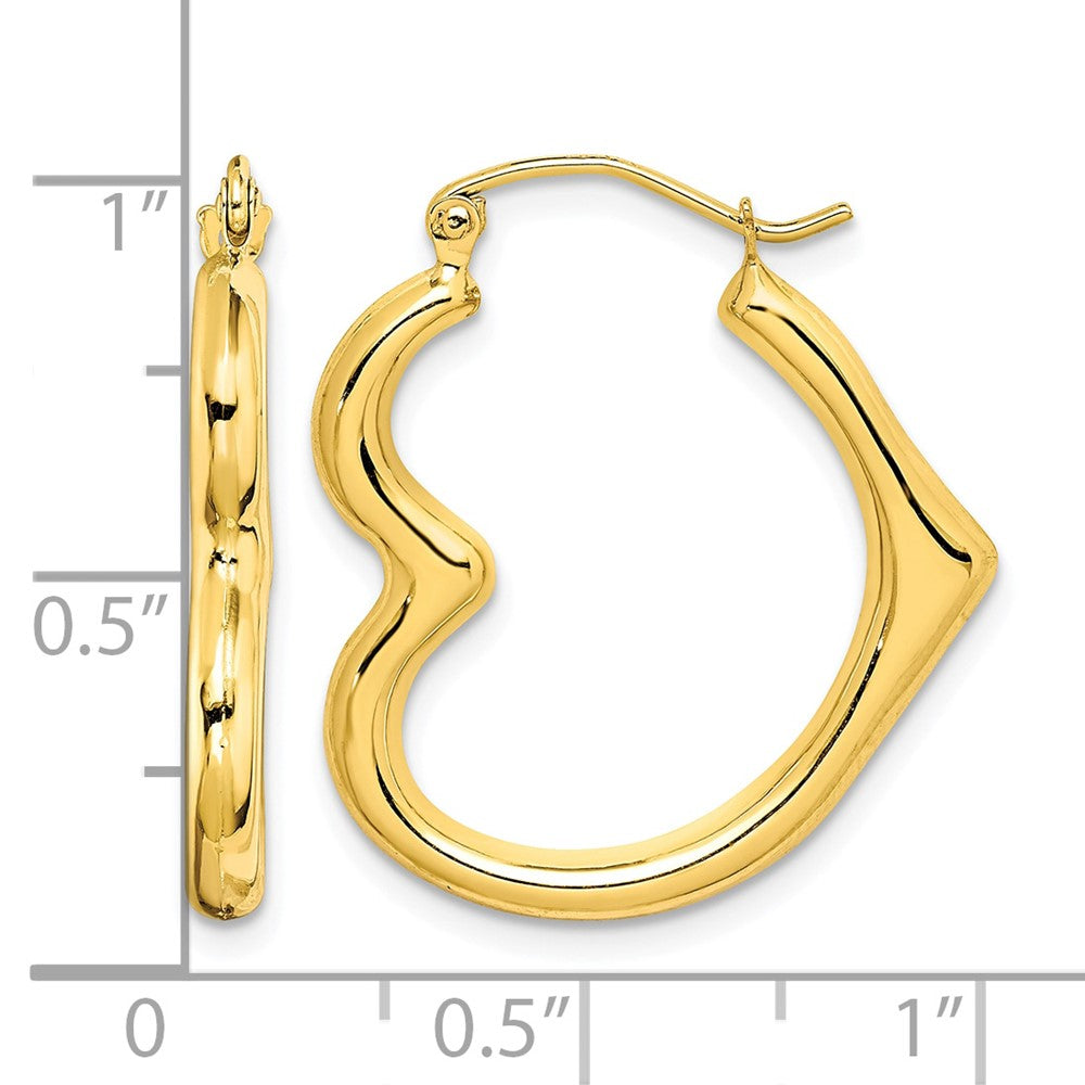 10K Hollow Heart Shape Hoop Earrings