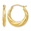 10K Textured Scalloped Hollow Hoop Earrings