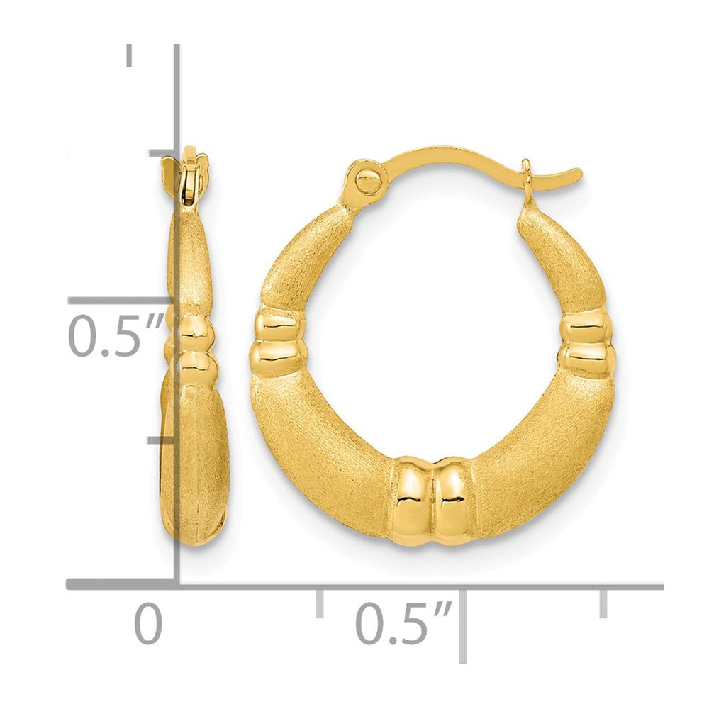 10k Polished and Satin Hoop Earrings
