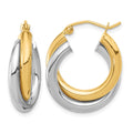 10k Two-tone Polished Double Tube Hoop Earrings