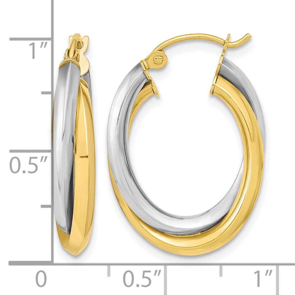 10k Two-tone Polished Double Oval Hoop Earrings