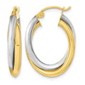 10k Two-tone Polished Double Oval Hoop Earrings