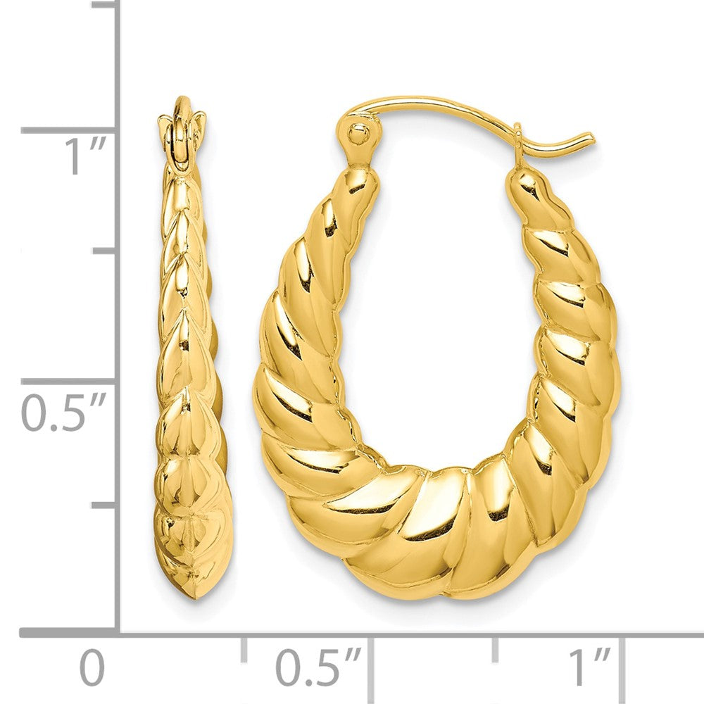 10k Polished Twisted Hollow Hoop Earrings