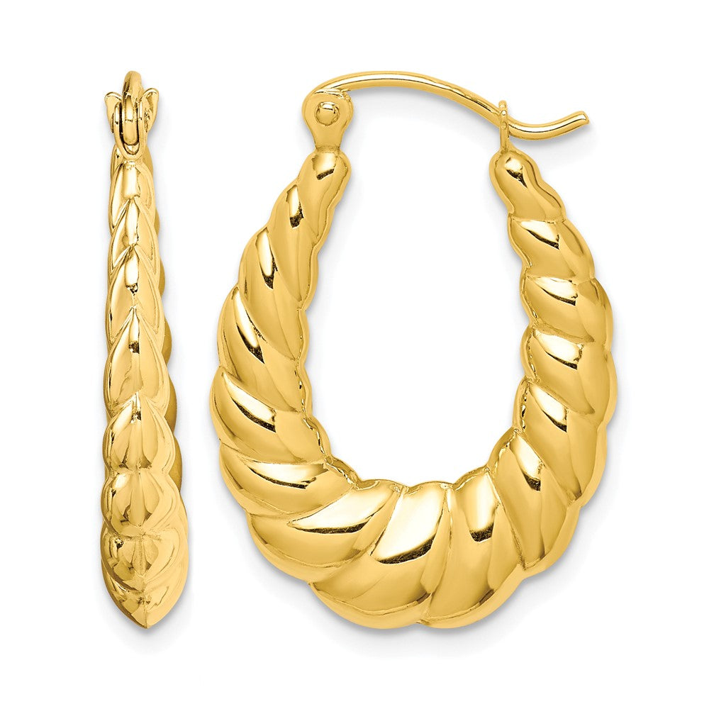 10k Polished Twisted Hollow Hoop Earrings