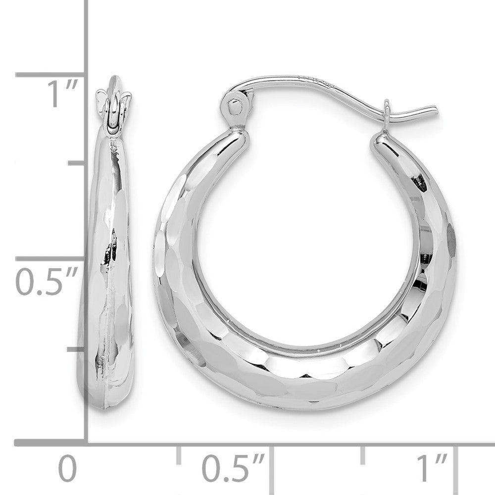 10k White Gold Polished & D/C Hoop Earrings