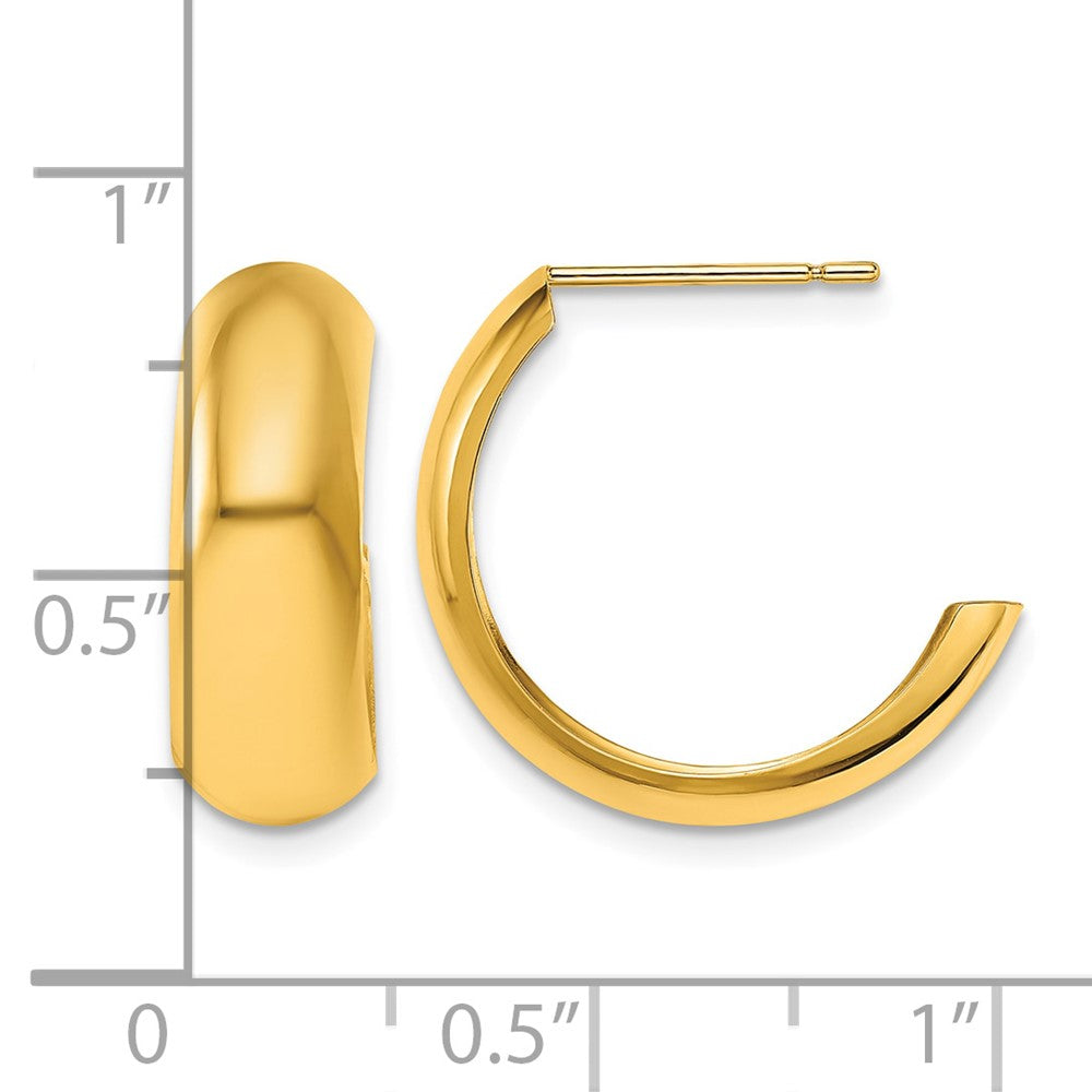 10k Polished 6.5mm J-Hoop Earrings
