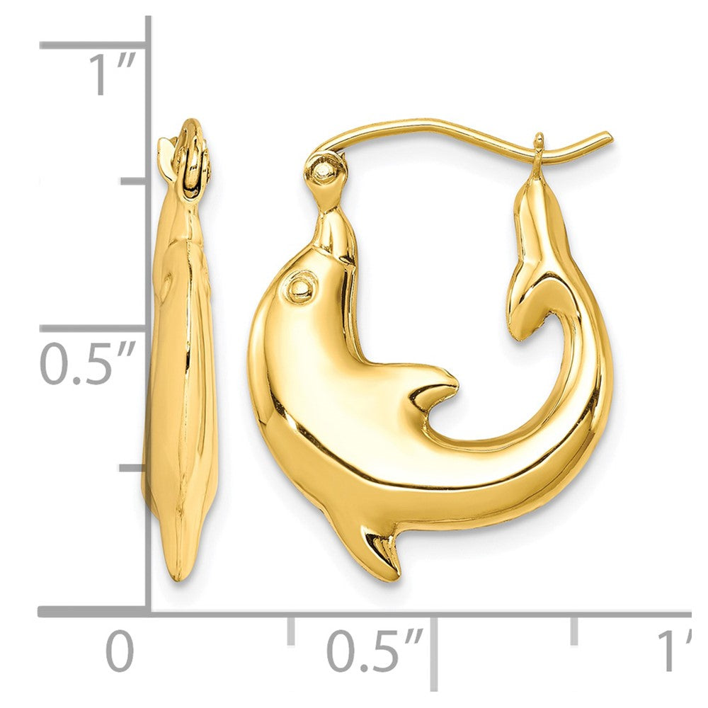 10k Polished Dolphin Hoop Earrings