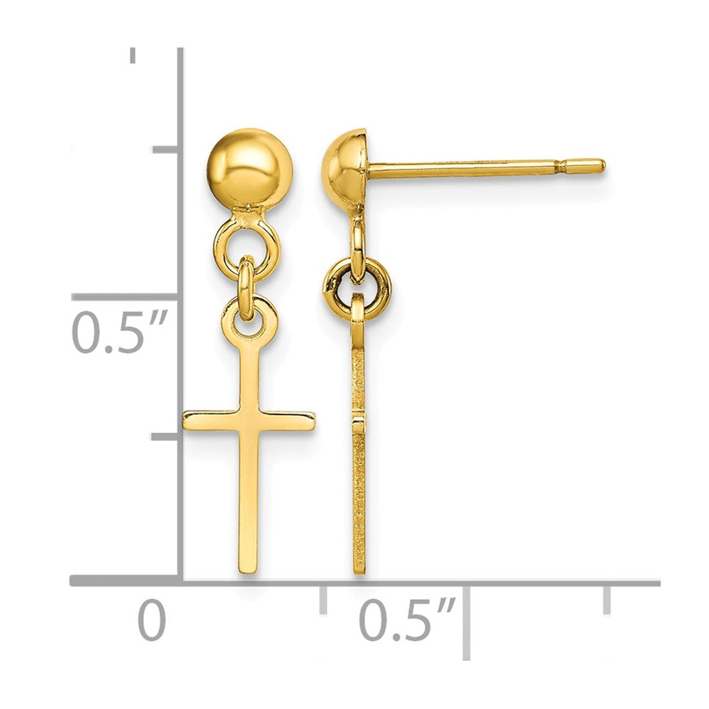 10k YG Polished Cross Dangle Post Earrings