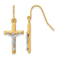 10k Two-tone Polished Crucifix Earrings