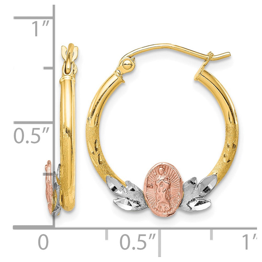 10k Tri-color Guadalupe Hoop Earrings