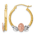 10k Tri-color Guadalupe Hoop Earrings