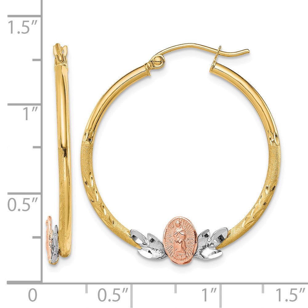 10k Tri-color Guadalupe Hoop Earrings