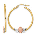 10k Tri-color Guadalupe Hoop Earrings