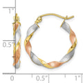 10k White & Rose Rhodium Satin Twisted Hoop Earrings