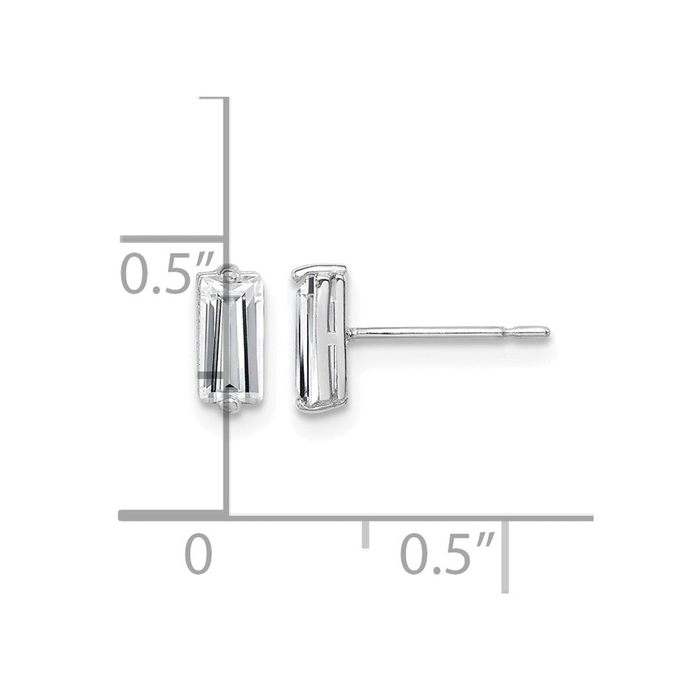 10K White Gold Polished CZ Stud Earrings