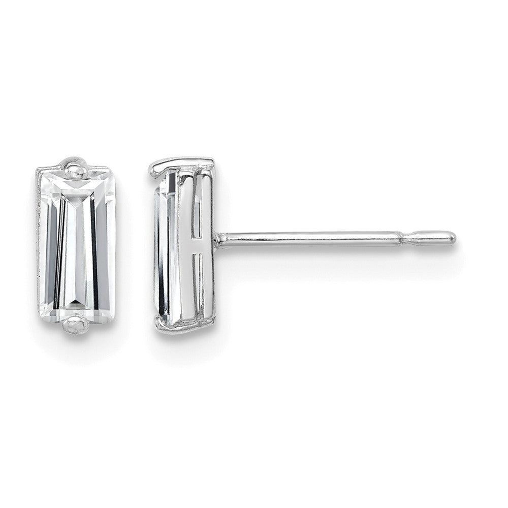 10K White Gold Polished CZ Stud Earrings