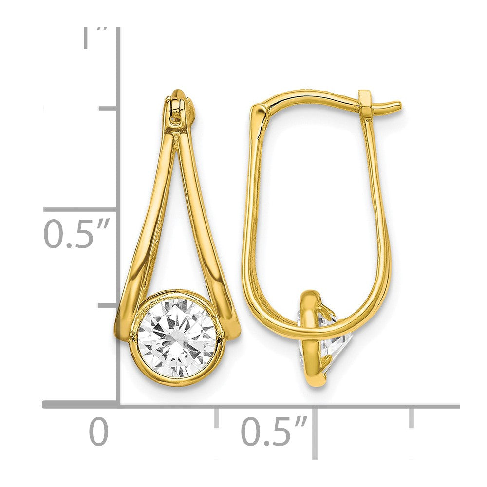 10K Polished CZ Hoop Earrings