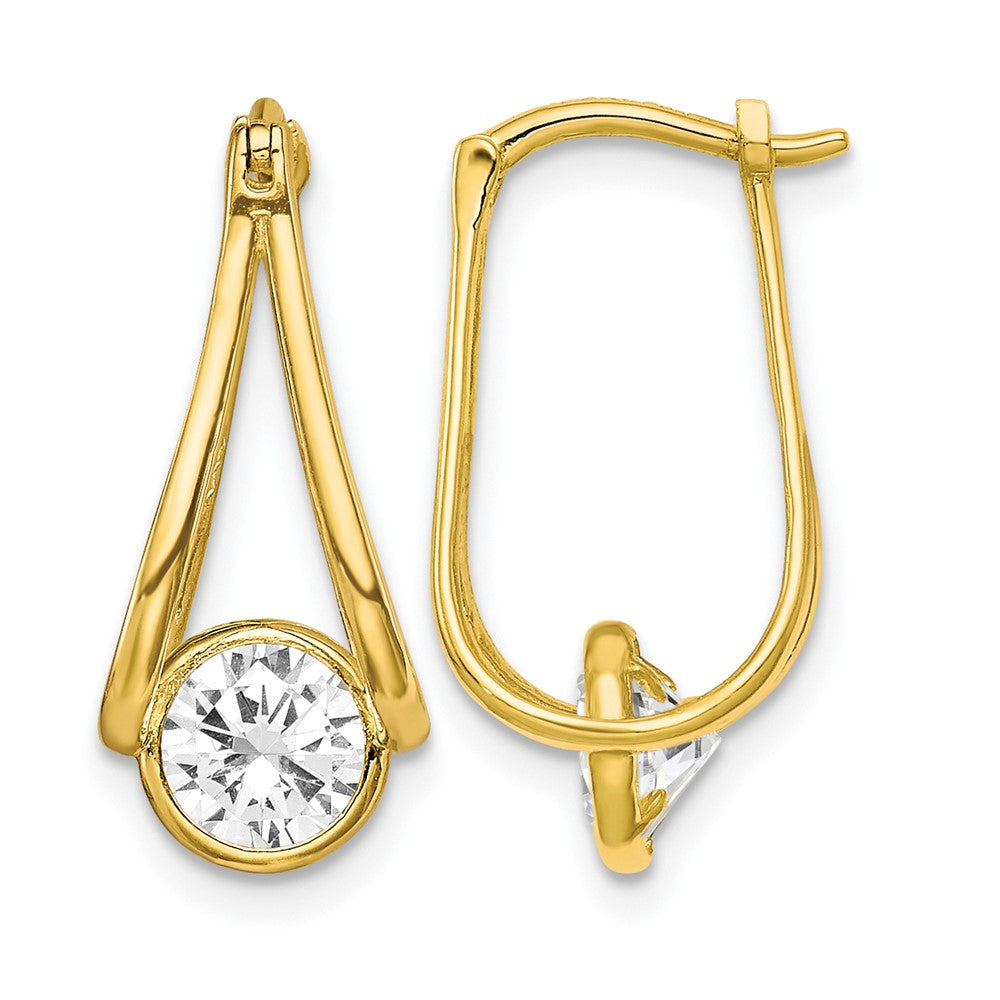 10K Polished CZ Hoop Earrings