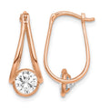 10K Rose Gold Polished CZ Hoop Earrings
