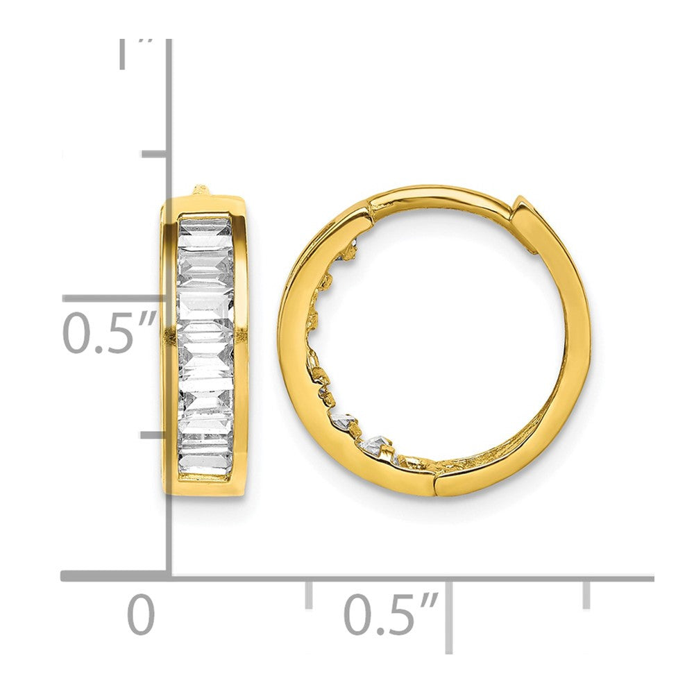 10K CZ Hinged Hoop Earrings