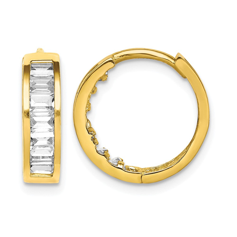 10K CZ Hinged Hoop Earrings