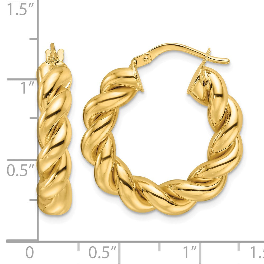 10ky Polished 5.3mm Hollow Twisted Round Hoop Earrings