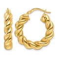 10ky Polished 5.3mm Hollow Twisted Round Hoop Earrings