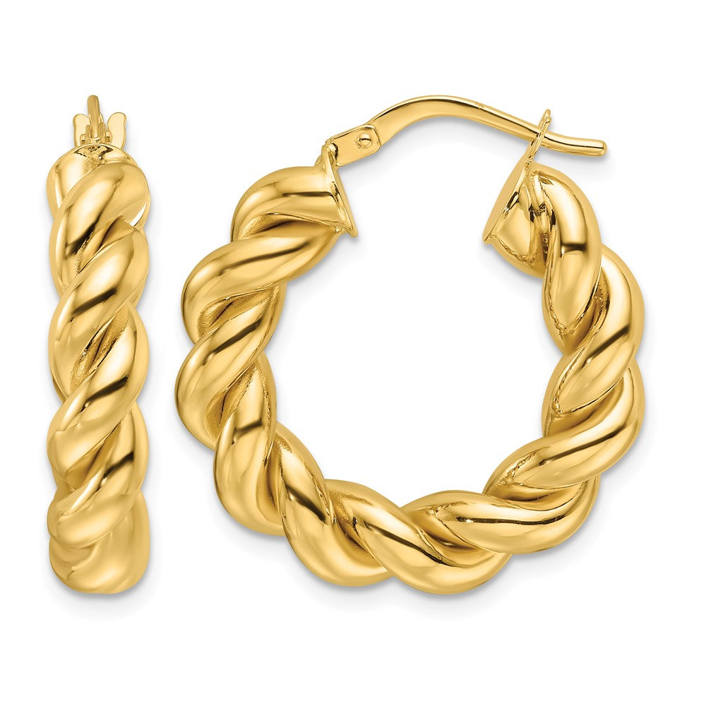 10ky Polished 5.3mm Hollow Twisted Round Hoop Earrings