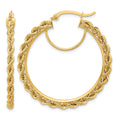 10k Polished and D/C Rope 2.95mm Hoop Earrings