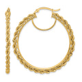 10k Polished and D/C Rope 2.95mm Hoop Earrings