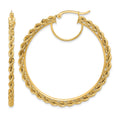 10k Polished and D/C Rope 2.95mm Hoop Earrings