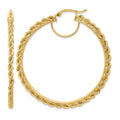 10k Polished and D/C Rope 2.95mm Hoop Earrings