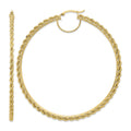 10k Polished and D/C Rope 2.95mm Hoop Earrings