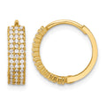 10K Polished 4mm CZ Hinged Hoop Earrings