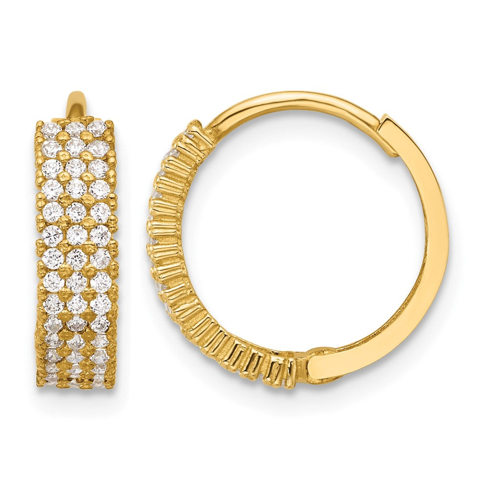 10K Polished 4mm CZ Hinged Hoop Earrings