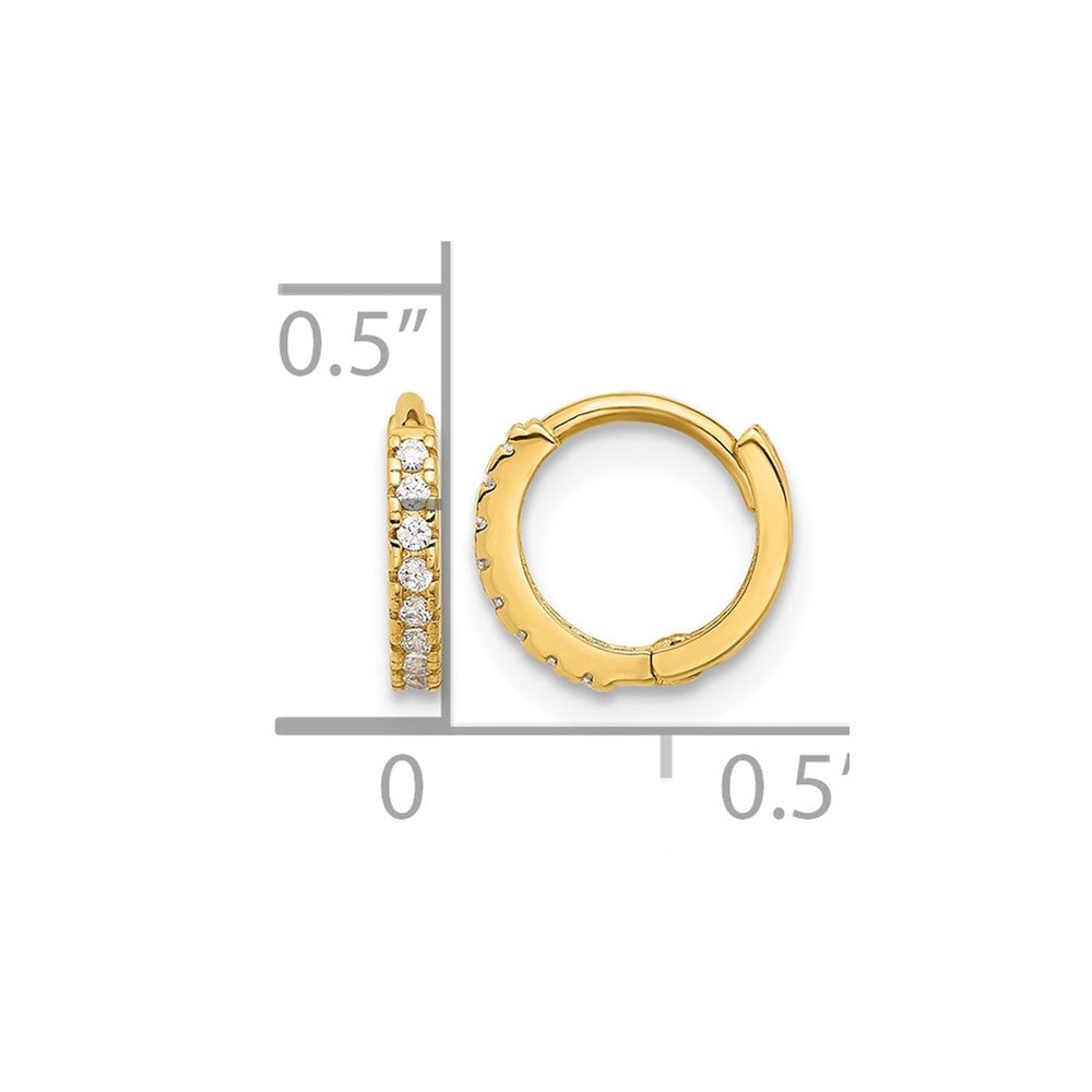 10K Polished 1.5mm CZ Hinged Hoop Earrings