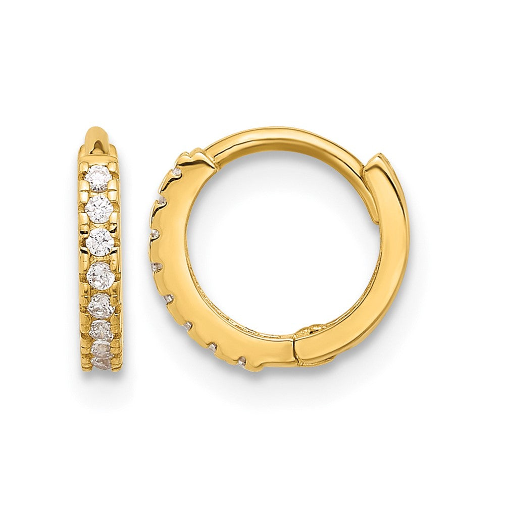 10K Polished 1.5mm CZ Hinged Hoop Earrings