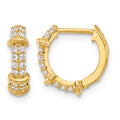 10K Polished CZ Hinged Hoop Earrings