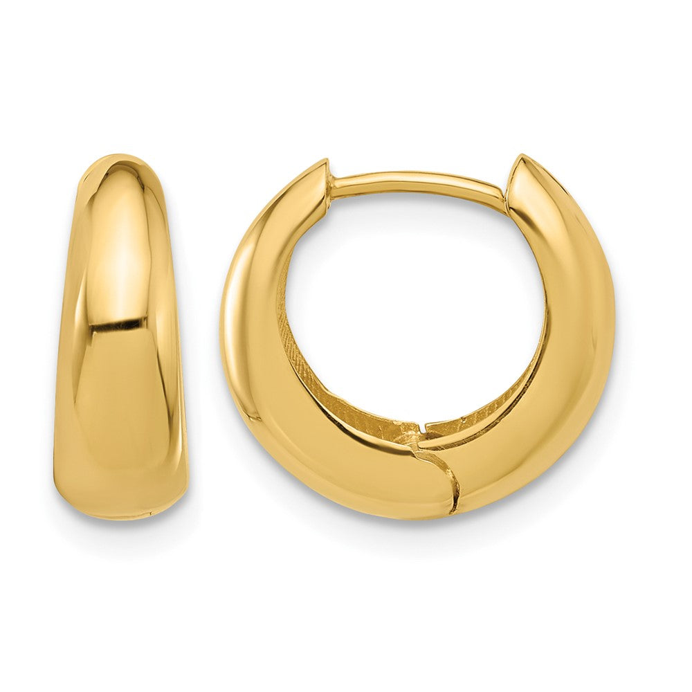10K Polished Hinged Huggie Hoop Earrings
