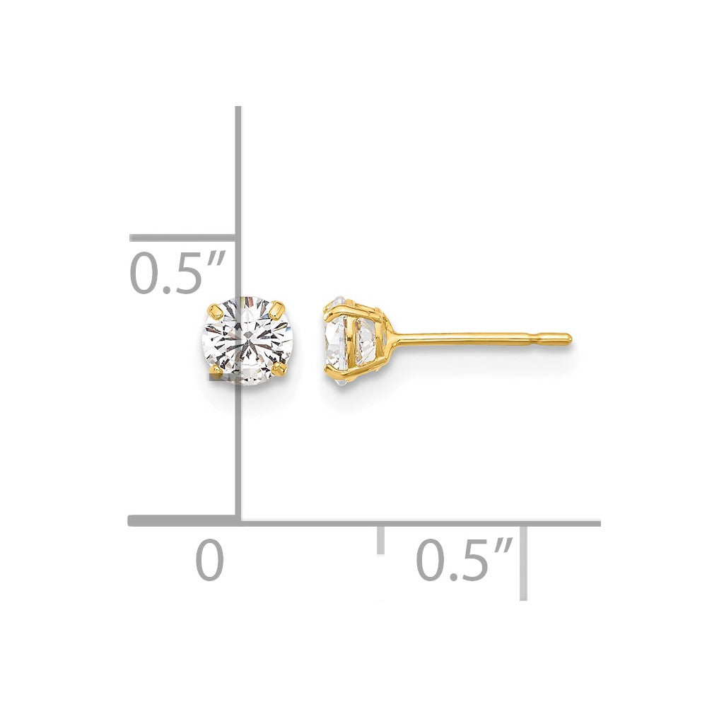 10K Polished 4mm CZ Stud Post Earrings
