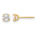 10K Polished 4mm CZ Stud Post Earrings