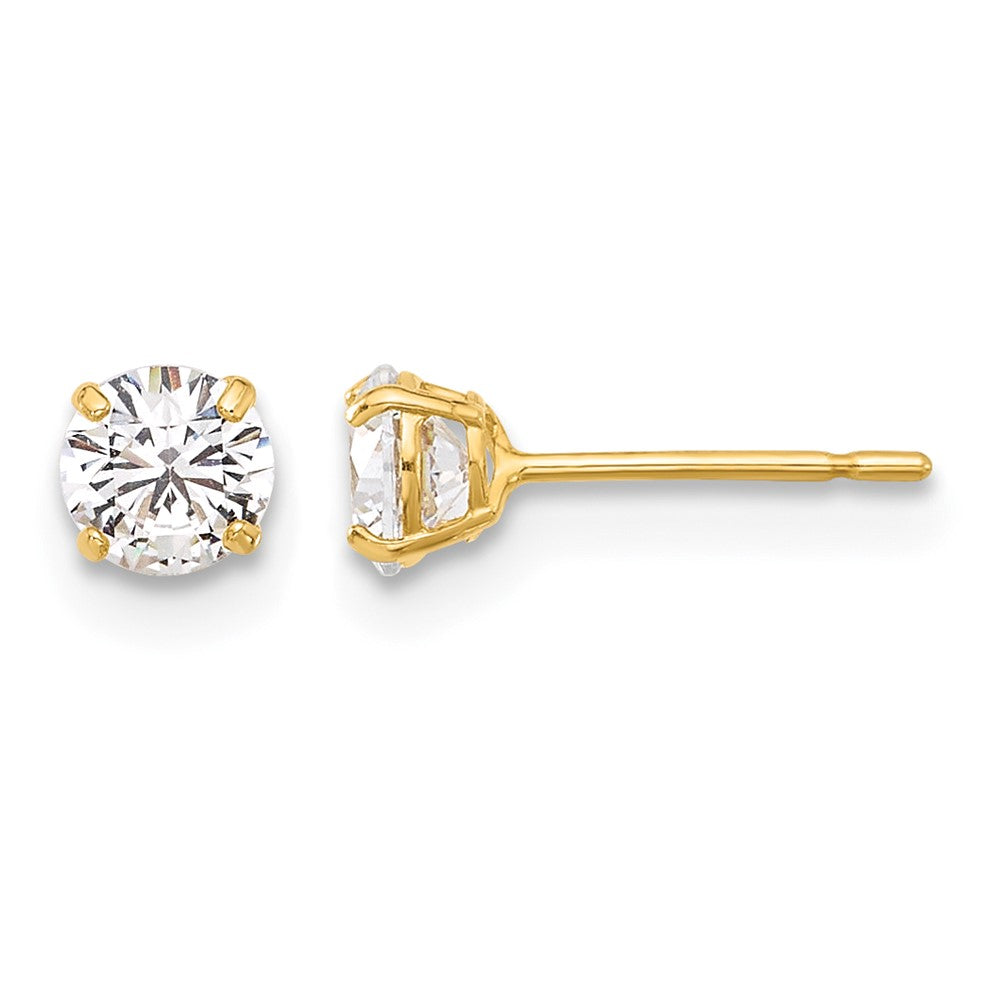 10K Polished 4mm CZ Stud Post Earrings