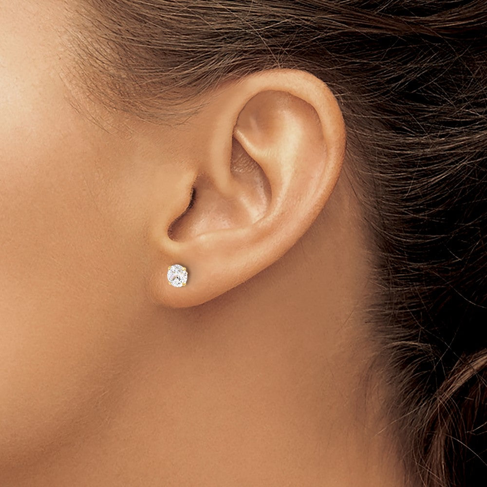 10K Polished 5mm CZ Stud Post Earrings