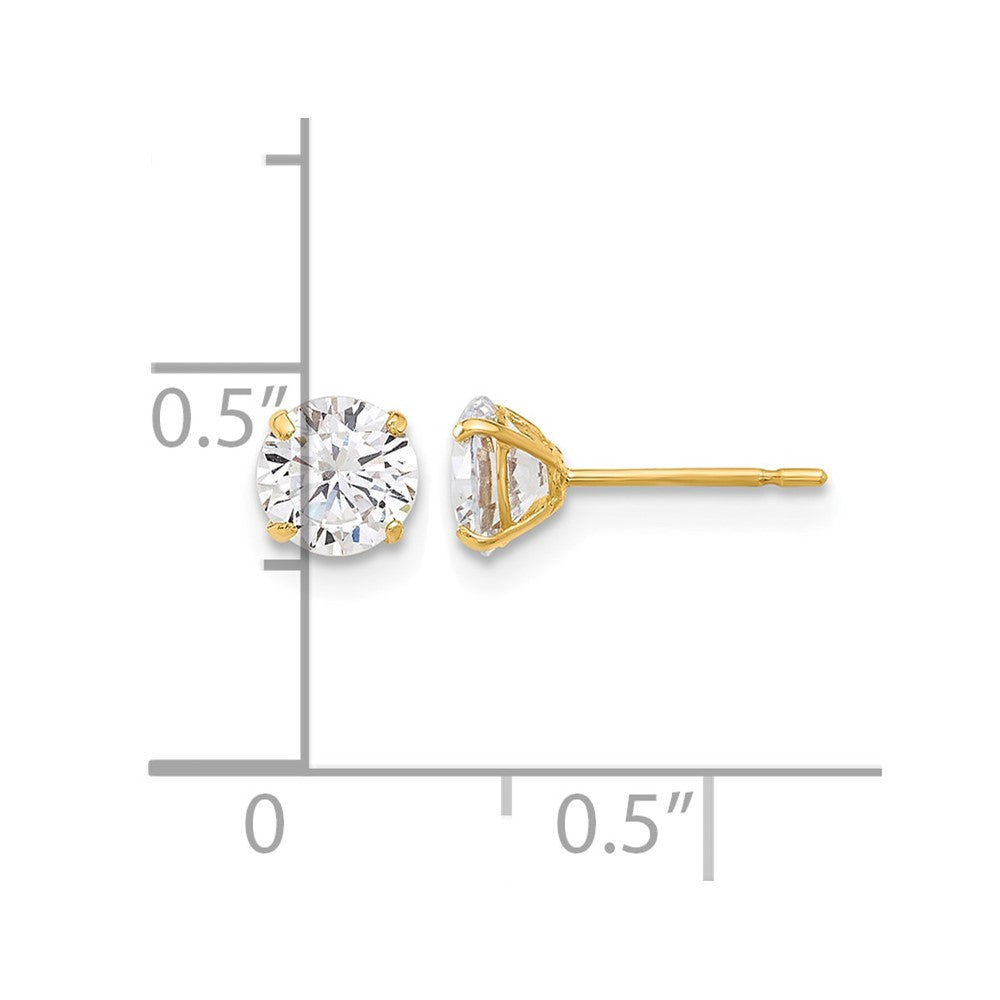 10K Polished 5mm CZ Stud Post Earrings