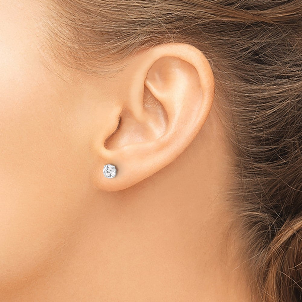 10K White Polished 5mm CZ Stud Post Earrings