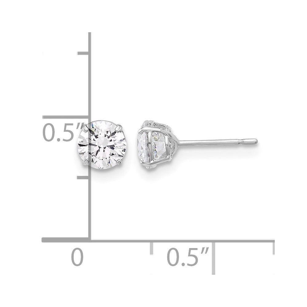 10K White Polished 5mm CZ Stud Post Earrings
