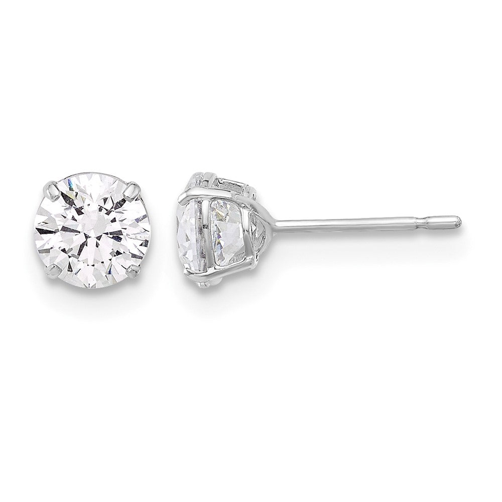10K White Polished 5mm CZ Stud Post Earrings