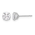 10K White Polished 5mm CZ Stud Post Earrings